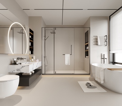  现代卫生间 洗手台 别墅卫生间3d模型 