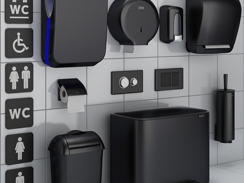  浴室配件套装72黑色（Jofel, Brabantia, B3d模型 