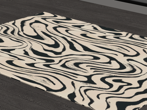 现代中古地毯 方形地毯su模型