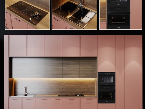  现代厨房 橱柜3d模型 