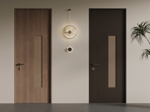 新中式单开门 室内门su模型