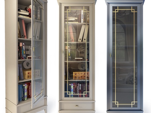  曼哈顿展示柜衣柜。展示柜书柜3d模型 