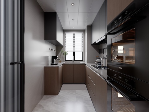 封闭式U型厨房su模型