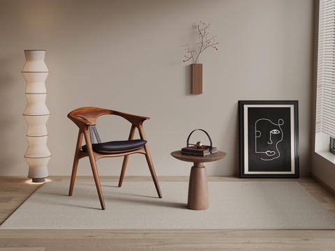  中古风休闲椅 餐椅3d模型 