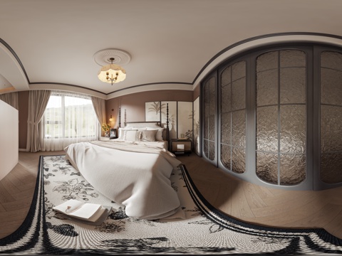  中古风风格主卧 