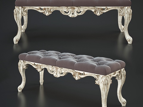  经典软垫长凳3d模型 