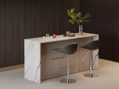 现代意式吧台 吧凳su模型