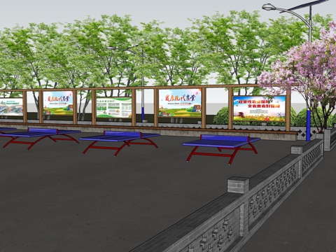 乡村文体晒坝su模型