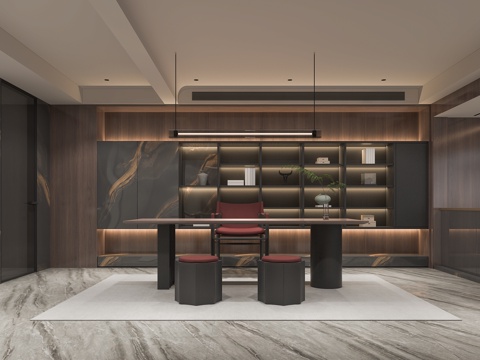  书房书桌3d模型 