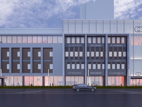  商场外观建筑3d模型 