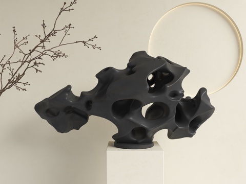  中式雕塑摆件 太湖石摆件 石头装饰摆件 中古风摆件 新中式雕3d模型 