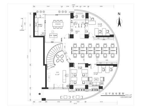 办公室平面设计方案cad施工图
