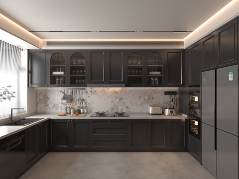  法式复古厨房3d模型 