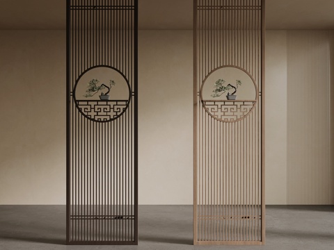 新中式隔断su模型