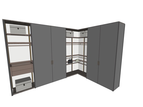 转角衣柜 高定su模型