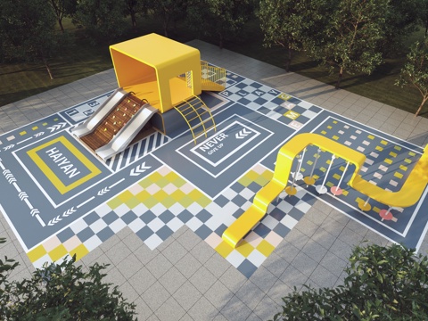  现代儿童游乐区 儿童活动区3d模型 