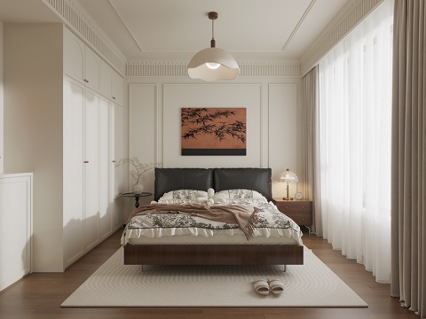  法式卧室 法式床 法式吊灯3d模型 