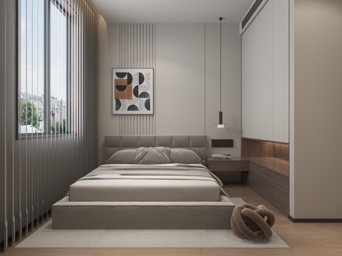  现代卧室床3d模型 