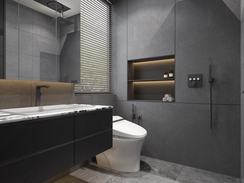  卫生间卫浴马桶3d模型 