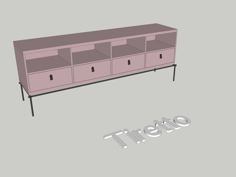 Tiretto 边柜 粉色 餐边柜 矮柜su模型