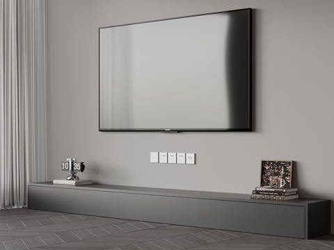  现代极简电视柜su模型 