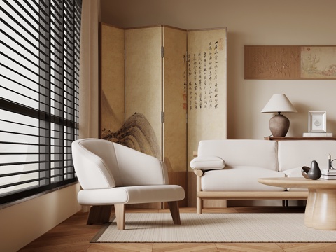  新中式沙发椅 休闲椅3d模型 