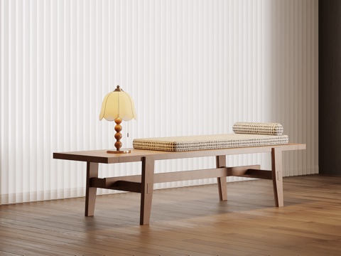  中古风换鞋凳 床尾凳3d模型 