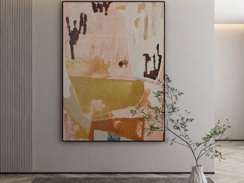 现代侘寂挂画 油画3d模型