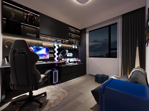  现代电竞房3d模型 