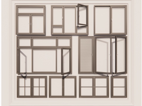 卧室 客厅 家装 五金 窗 推拉门 构件 卫生间 门su模型