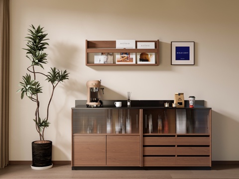 中古风餐边柜su模型