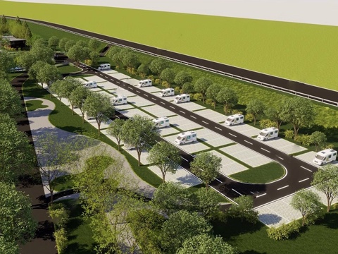 现代生态停车场 户外停车场 景区停车场su模型