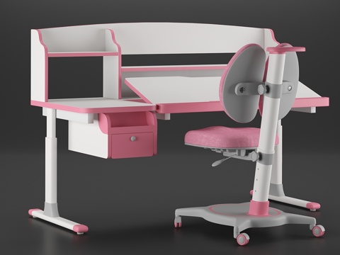  儿童书桌椅套装3d模型 