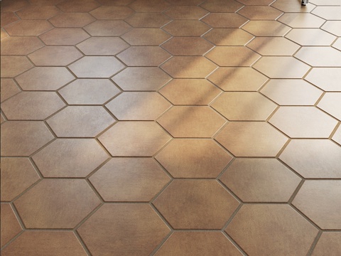  陶瓷砖套装03 - 六角形天然陶土砖3d模型 