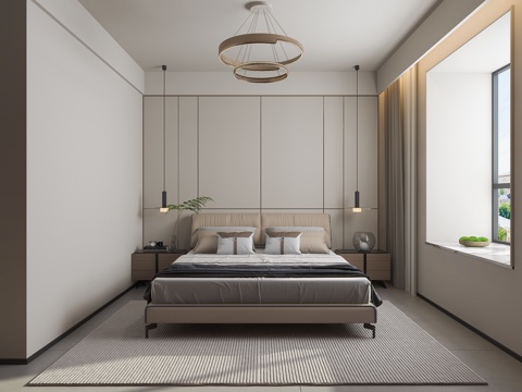  现代卧室床3d模型 