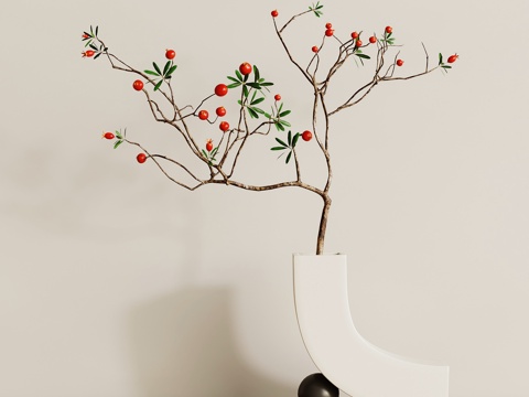 现代奶油花艺 花瓶su模型