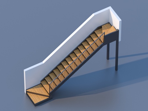  木楼梯 简欧楼梯3d模型 
