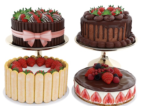 草莓蛋糕系列3d模型 