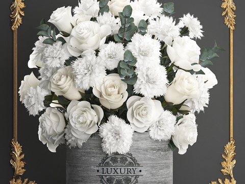  一束优雅现代的白色花束3d模型 