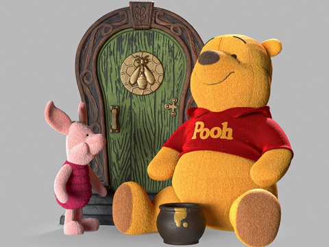  小熊维尼和小猪3d模型 