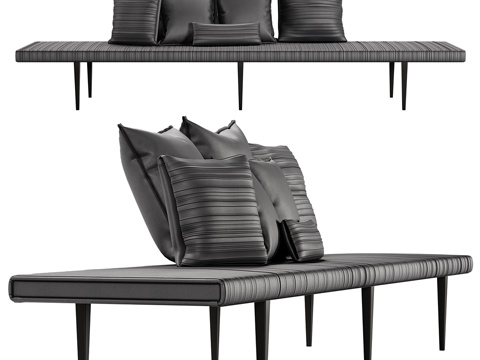  Baxter Garcon长凳与靠垫3d模型 