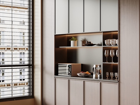 中古风餐边柜 橱柜_su模型