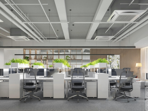  办公室 最新全套施工图 效果图合集cad施工图 