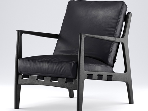  四手毕晓普仿古黑扶手椅3d模型 