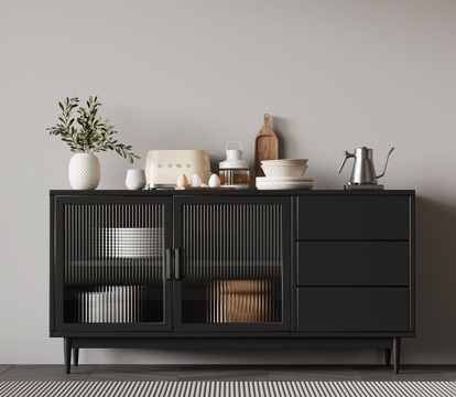 现代意式备餐柜 餐边柜su模型