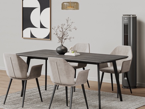  现代简约餐桌椅 空调 吊灯 餐椅 餐桌3d模型 