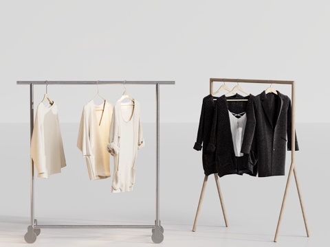 现代服装店衣架3d模型