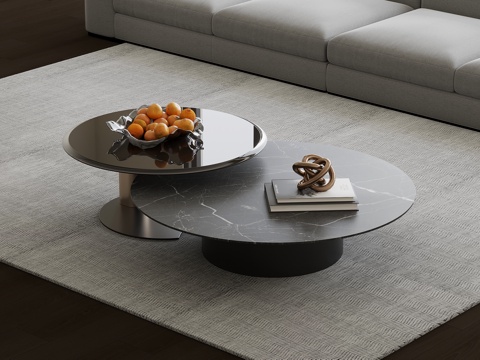  现代意式茶几 子母几3d模型 