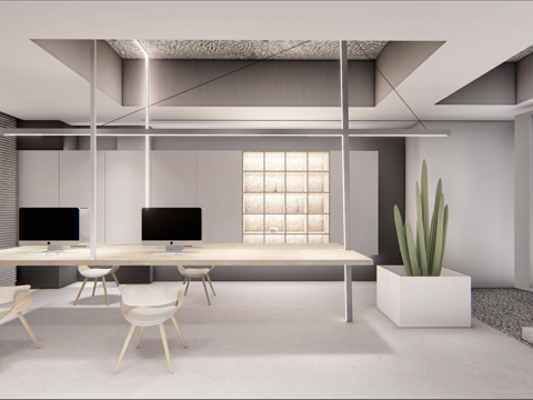 60平办公室 最新全套施工图 效果图合集cad施工图