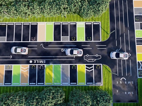 现代生态停车场 户外停车场 景区停车场su模型